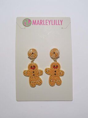 MARLEYLILLY 2 1/2" Pierced Gingerbread Earrings! NWT and Original Packaging